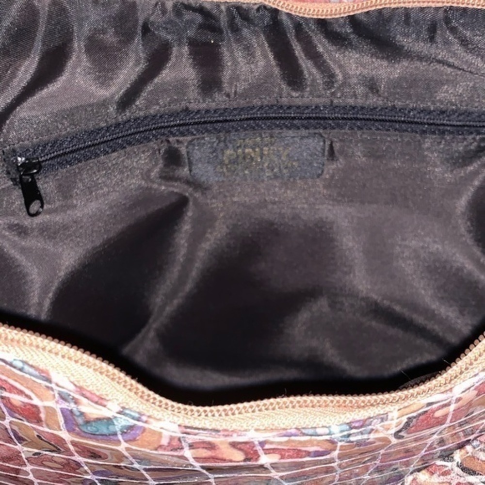 Vintage 80’s PINKY croc embossed marbleized leather bag pastel pink purple EUC - Picture 11 of 12